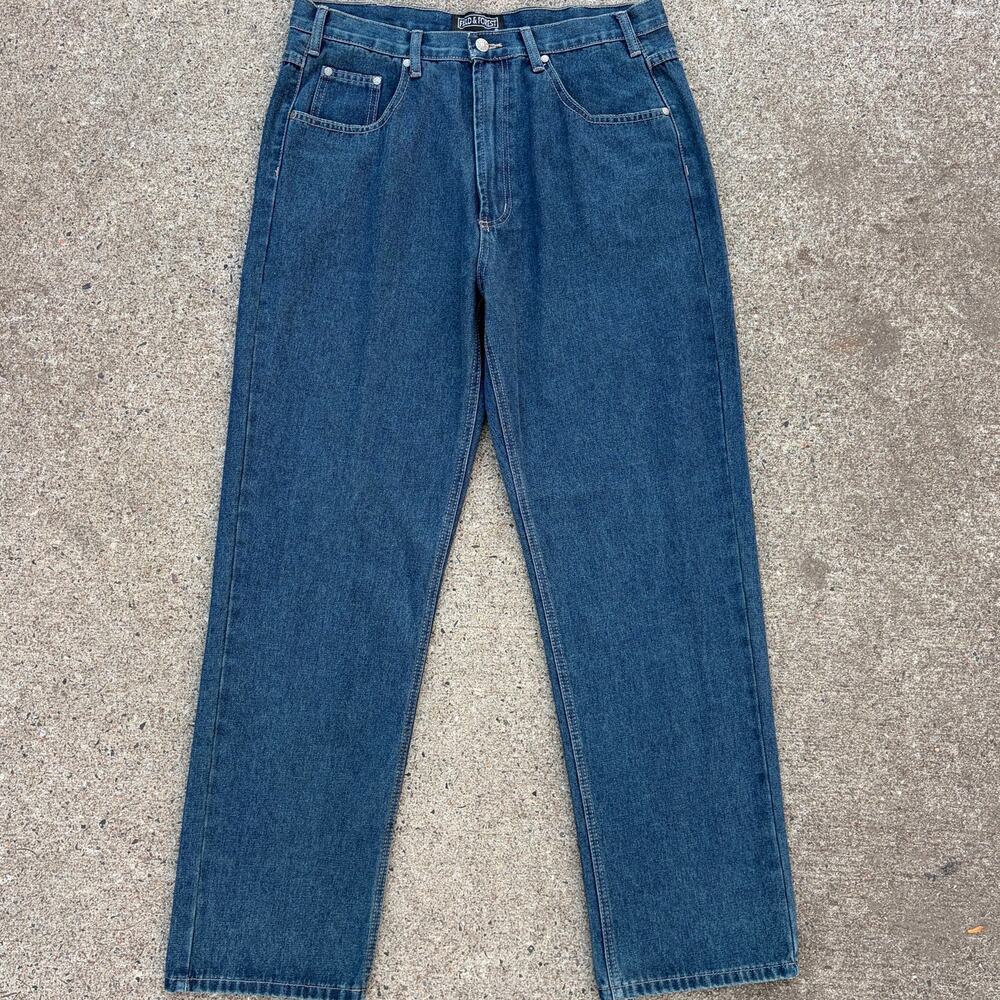 Field & Forrest Jeans Mens 36x32 Baggy Blue Denim 100% Cotton Loose Fit